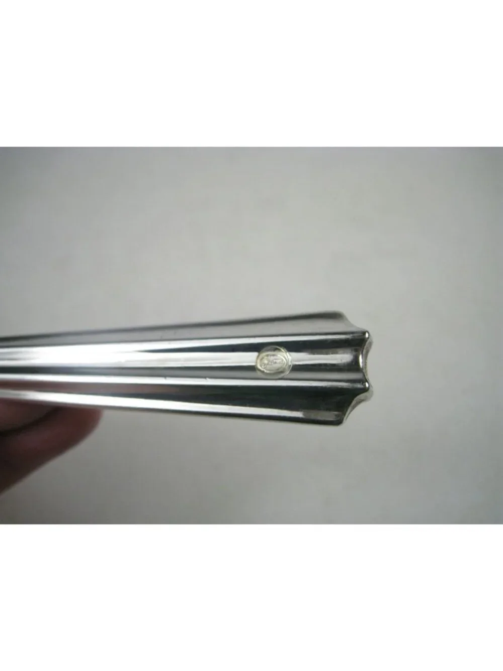 Stainless Steel Serving Spoon and Fork Set 10 inch Ribbed Handles Italy Vintage